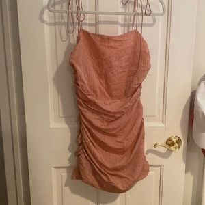 lovers + friends ruched pinstripe dress
